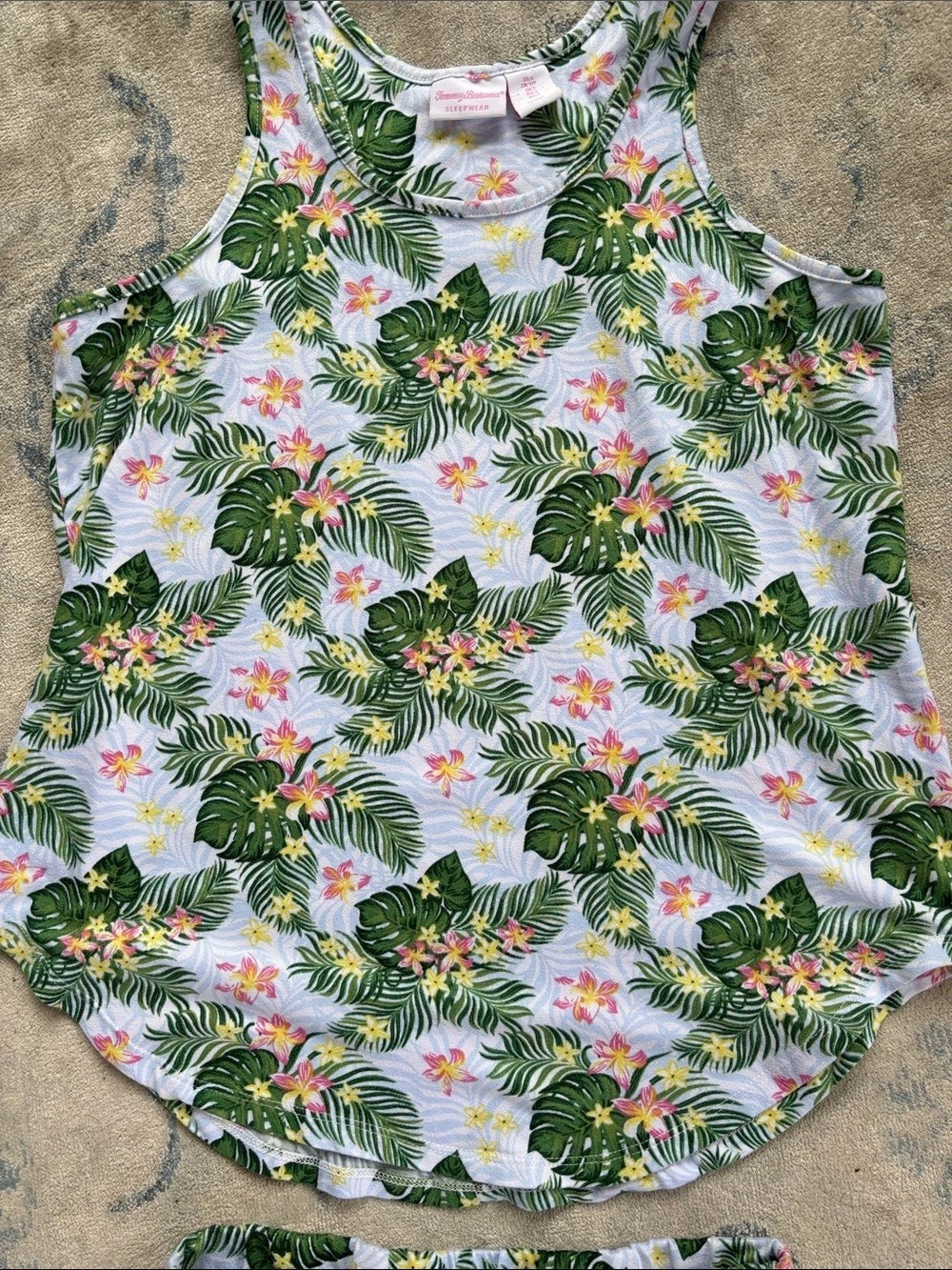 Tommy Bahama Tropical Leaf Jersey Tank and Pants Pajama Set & Pants Set Blue &